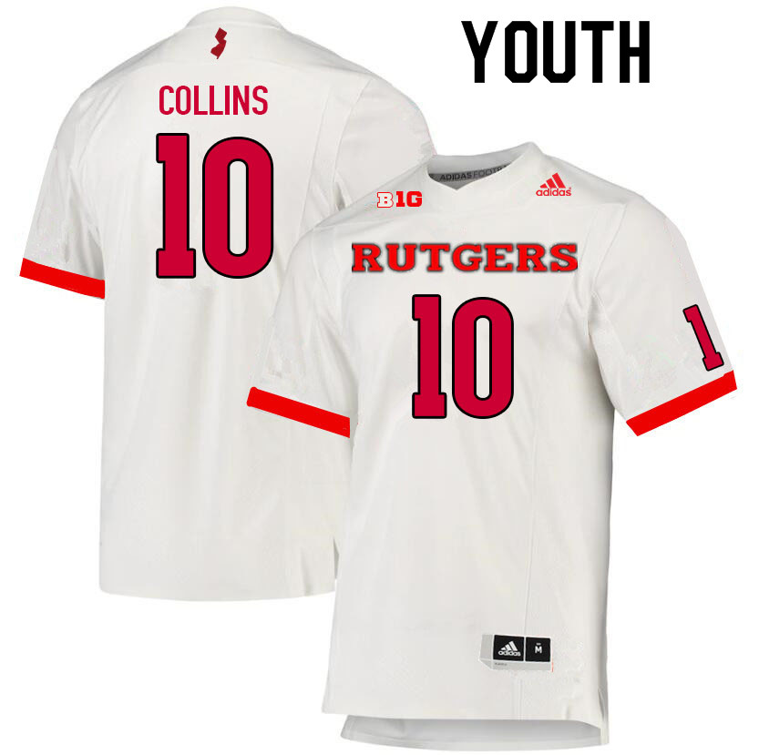 Youth #10 Shawn Collins Rutgers Scarlet Knights College Football Jerseys Sale-White